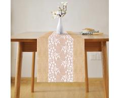 Lucky Monet 5 x Jute Sackleinen Jute Tischläufer rustikal natur Tisch Dekoration Läufer Décor Outdoor Hochzeit Engagement Parteien, Weihnachten, Geburtstag, Hotels, Restaurants, bietet, Planer 12 x 70/ 5pcs Lace in Center