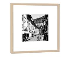 COGNOSCO - Fotografie im Holzrahmen: Hauptstrasse Heidelberg - Fotodruck - Format 27 x 27 cm - Rahmenfarbe beige - Hochwertiges Wandbild, Geschenkidee oder Souvenir aus der Universitätsstadt am Neckar