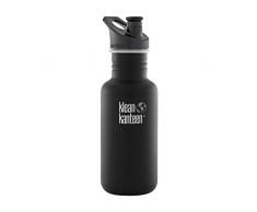 Klean Kanteen Klassische Edelstahl-Trinkflasche, einwandig, nicht isolierte Wasserflasche, mit Sportverschluss, 510 ml, Schieferschwarz