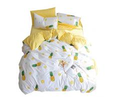 ORoa Fruit Pie 100% Baumwolle Soft Betten Set 3 Stück Kinder Bettwäsche Bettbezug Kopfkissen Best Bettwäsche Christmas Geschenke für Kinder, Baumwolle, Ananas, Twin
