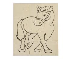 Rayher 62630000 Holz Puzzle Pferd, FSC 100%, 17,6x14,7cm, zum ausmalen