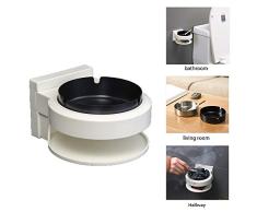 VSTYLE Zigaretten Aschenbecher Edelstahl Wandmontage Indoor Aschenbecher Hänger Stanzfrei Saugnapf mit Smoker Container für Bad WC Veranda Hotel Flur Küche