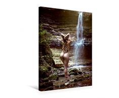Calvendo Premium Textil-Leinwand 50 x 75 cm Hoch-Format Akt am Wasserfall I | Wandbild, HD-Bild auf Keilrahmen, Fertigbild auf Hochwertigem Vlies, Leinwanddruck von Gestiefeltekatze