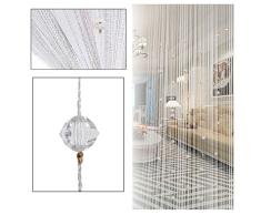 focussexy Dekorative Fadenvorhang Perlen Wand Fransen Fenster Raumteiler Rollo für Hochzeit kaffee Haus Restaurant Teile Kristall Quaste Bildschirm Home Dekoration, weiß, 39W x 78L