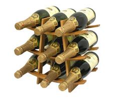 DECOMIL Weinregal 9 Bottle Samurai Style Bambus