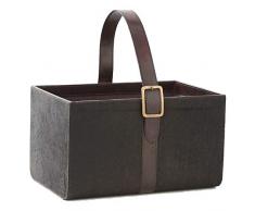 K&K Interiors 13581B Zeitschriftenhalter, 17 Zoll, Kuhleder, Braun