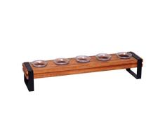 Hosley Holz Schiene Farm House Country Style 5 Glas Kerzenhalter für LED Teelicht 48,3 cm Lang. Ideal Geschenk für Spa, Aromatherapie, Restaurant, Party, Hochzeiten P2