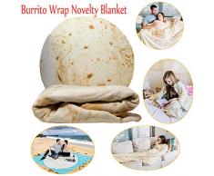 ABETER Burritos Tortilla Decke, realistische Burritos Wrap Riesige runde Decke, Stranddecke, Matte Neuheit Weiches Flanell Food Tortilla Decke für Kinder und Erwachsene 60