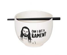 Enesco 6005714 Our Name is Mud Jesus Can I Get a Ramen Schale und Essstäbchen, 13,3 cm, Schwarz/Weiß