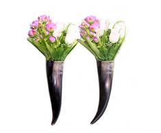 Flower Vase zum Aufhängen an der Wand, ein Set von 2 aus HORN2, Horn, Schwarz / Braun, 8 TO 10