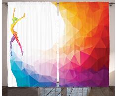 Sport Decor Vorhänge by ambesonne, Gymnastik Girl Body Turnerin Portrait farbigen Geometrische Digital Formen modernes Olympics Decor, Wohnzimmer Schlafzimmer Dekor, 2 Panel Set, 108 W x 84L Zoll, Multi