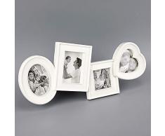 RasmussOn Mehrfach-Bilderrahmen, ideal für Zuhause, Büro, Empfang, schönes Galerie-Stil, Grafik-Text, Kunst für Tisch, Regal, Fenster 18.8x7.6x0.7 weiß