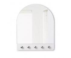 Umbra Peek Wandspiegel – Bogenförmiger Spiegel mit 5 Haken für Diele, Schlafzimmer, Gästetoilette und mehr, Weiß / Nickel