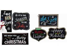 Black Duck Brand Weihnachtsschilder in Kreidetafel- und Jute-Druck, mit 6 verschiedenen Weihnachts-Sprüchen, 19,1 x 30,5 x 35,6 cm Schwarz, Rot, Gün