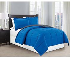 Fancy Collection Schmusetuch Set Daunen alternativ massiv Blau/Dunkelgrau Full/Queen Blue, Dark Gray