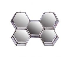Benjara Hexagonale Spiegelwand mit Zwei Schlüssellochaufhängungen Oben, silberfarben