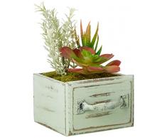 Puleo International Kunstpflanze Sukkulenten mit violetten Akzenten auf dem Schreibtisch, 17,8 cm