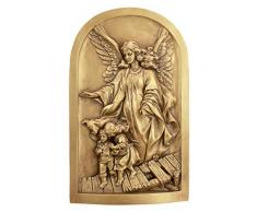 Design Toscano Wandrelief Engel Gottes Schutzengel Skulpturen-Wandskulpturen, Harz, Gold, 2.5 x 18 x 28 cm