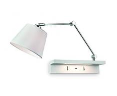 Firstlight Rex Wandleuchte mit Ablage und USB-Port, Chrom mit cremefarbenem Schirm und weißem Regal