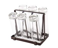 Liangduo Tassentrockner Tassenständer Metall Abtropfgestell Stahl Becherhalter Anti-Rutsch-Haken für Geschirr Aufbewahrung und Organisation