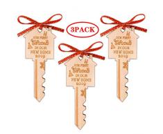 Aozer 2019 Dekofigur First Christmas in Our New Home, aus Holz, für Einweihung, Weihnachtsbaum und Urlaubsdekoration 3 Stück