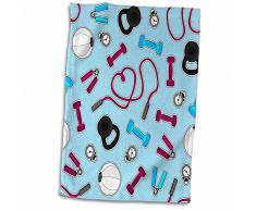 3D Rose Fitness Love Personal Trainer Muster blau TWL_185464_1 Handtuch, 38,1 x 55,9 cm, Mehrfarbig