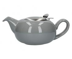 London Pottery Kleine Teekanne mit Teesieb für losen Tee, Steingut, glänzend, für 2 Tassen (500 ml) Hellgrau