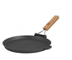 Home 728143 Grillpfanne mit Griff, Gusseisen, rund, 26 cm