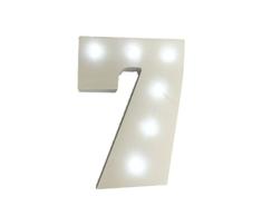 WONFAST Dekoratives Licht bis Holz Nummer Buchstaben, Weiß Holz Festzelt Anzahl LED Lichter Schild Partei Hochzeit Decor batteriebetrieben Nr. White-7
