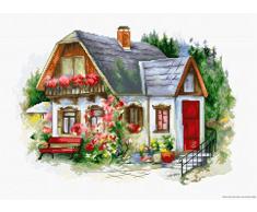 Luca-S BU4005 Wunderschönes Landhaus Kreuzstichset, Baumwolle, mehrfarbig, 34x24cm