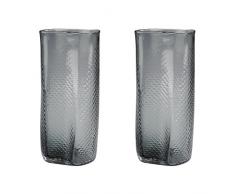ELK Grey Etched Glass Set of 2 Vase, Glas, grau