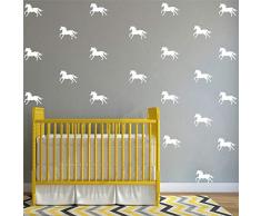 Melissalove SA525 Wandtattoo, Pferdedesign, Vinyl, für Kinderzimmer, Wohnzimmer, Tapete, abnehmbar, 32 Stück weiß