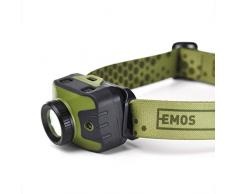 EMOS fokussierbare Stirnlampe mit Rotlicht, IP43 wasserdichte Kopflampe mit 5 Lichtmodi, 330lm Helligket, 200m Leuchtweite, 87 St. Leuchtdauer, CREE LED Kopfleuchte mit Fokus, Grün