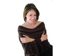 Napa Deluxe Elegant Microplüsch Fleece Kuscheldecke mit Ärmeln weicher Home Sofa Überwurf Bademantel für Erwachsene, Fleece, braun, 71x53