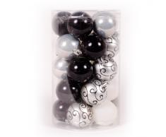 WeRChristmas 25-TLG Deluxe verschiedenen Weihnachtskugeln, 2 Stück, schwarz/Silber