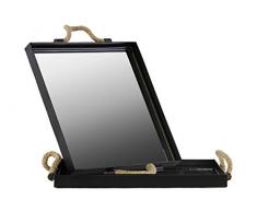 Urban Trends Metall Square Tablett mit Spiegel Oberfläche und Seil Griffe Set von Zwei Finish schwarz beschichtet, schwarz