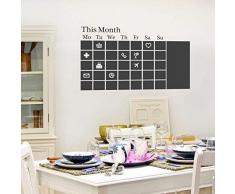 WALPLUS Abnehmbarer selbstklebend Wand Sticker Kreidetafel Kalender Mural Art Aufkleber Vinyl Home Dekoration DIY Living Schlafzimmer Décor Tapete Kinder Zimmer Geschenk 130 x 76 cm, Mehrfarbig