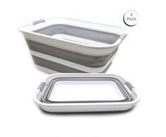 SAMMART Wäschekorb aus Kunststoff, faltbar, faltbar, tragbar, platzsparend grau