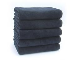 IWEIK Handtücher Mehrzweck Mikrofaser Weich Schnell Trocknend Travel Gym Home Hotel Büro Waschlappen 5er Pack (35,6 x 76,2 cm) Schwarz