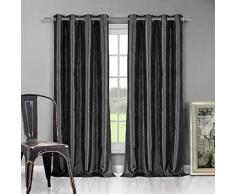 Duck River Textiles Kensie Minikini Vorhang aus Kunstseide, durchsichtig, mit Ösen, für Schlafzimmer, Wohnzimmer, Kinderzimmer, Set mit 2 Paneelen, 54 x 84 cm, Schwarz, 2 Stück Casual 54 X 84 schwarz