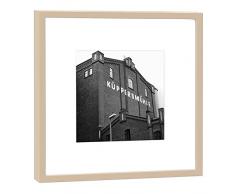 COGNOSCO - Fotografie im Holzrahmen: Küppersmühle Duisburg - Fotodruck - Format 27 x 27 cm - Rahmenfarbe beige - Hochwertiges Wandbild, Geschenkidee oder Souvenir aus der Ruhrregion