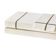 100% ägyptische Baumwolle Bettwäsche, Fadenzahl 750, giza86-long Heftung, Satin Weave, Set beinhaltet: 1-flat, 1-fitted Tabelle & 2-pillowcases, Queen, elfenbeinfarben, mit Curry Gold Samt Stil