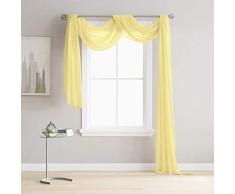 DecoSource Fenstervorhänge für Schlafzimmer, Wohnzimmer, Küche, Kinderzimmer, Outdoor, strapazierfähiges Polyester, 2 Stück 1 Scarf 54 x 144 gelb