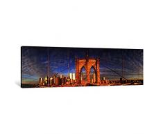 iCanvasART 1 Stück Details der Brooklyn Bridge, New York City, New York State, USA Leinwand Kunstdruck Panorama Bilder, 36, 30,5 cm/3,8 cm Tiefe