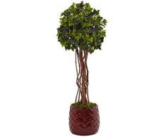 Nearly Natural Fast Natur 6,3 cm English Ivy Künstlicher Weihnachtsbaum in rot Übertopf, Grün