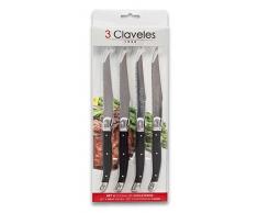 3 Claveles 1481-Set 4 Steakmesser 11.5 cm Tafelmesser, Edelstahl, Schwarz, 30 x 12