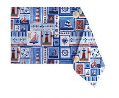Newbridge Fiesta Southwestern Party Print Vinyl Flanell Rückseite Tischdecke – Segelboot, Leuchtturm und Anker Motiv Wasserdichte Terrasse, Grill, Picknick, Küche Tischdecken Cape Cod 52 x 70 Oblong/Rectangle Nautical-Mile