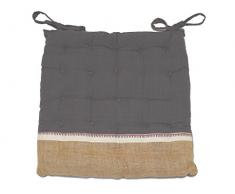 Stuhlkissen gepolstert Bi-Material Baumwolle und Jute 40 x 40 x 5 cm Jute grau von Soleil d Ocre