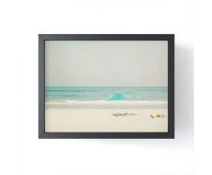 Society6 Mini-Kunstdruck Ingrid Beddos, türkisfarbener Strandschirm, gerahmt, 10,2 x 7,6 cm, Weiß 4 x 3 schwarz