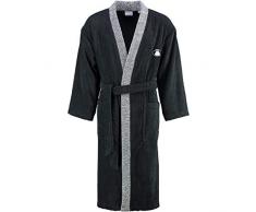 Egeria 011026 Black+White Kimono Unisex Bademantel, Baumwolle, 42 x 32 x 10 cm, schwarz